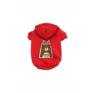 NEW BARK FIFTH AVENUE pets cuddle antler bear drawstring hoodie in red